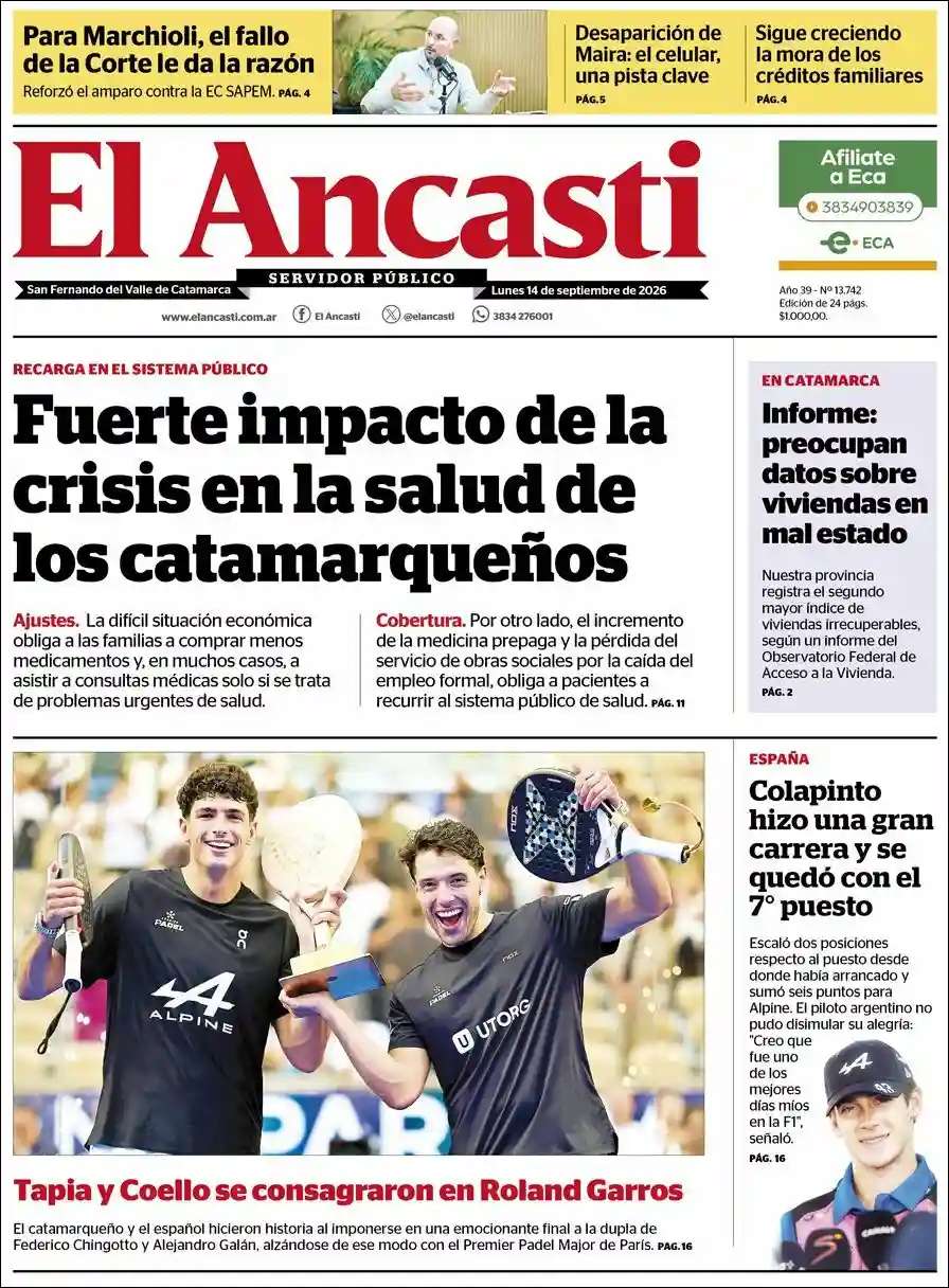 Estudios Max | RADIO ESPERANZA DIGITAL - Tapa del diario Ancasti