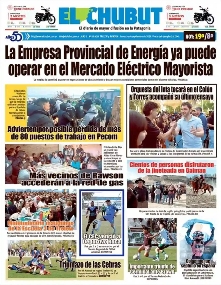 Estudios Max | RADIO ESPERANZA DIGITAL - Tapa del diario El Chubut