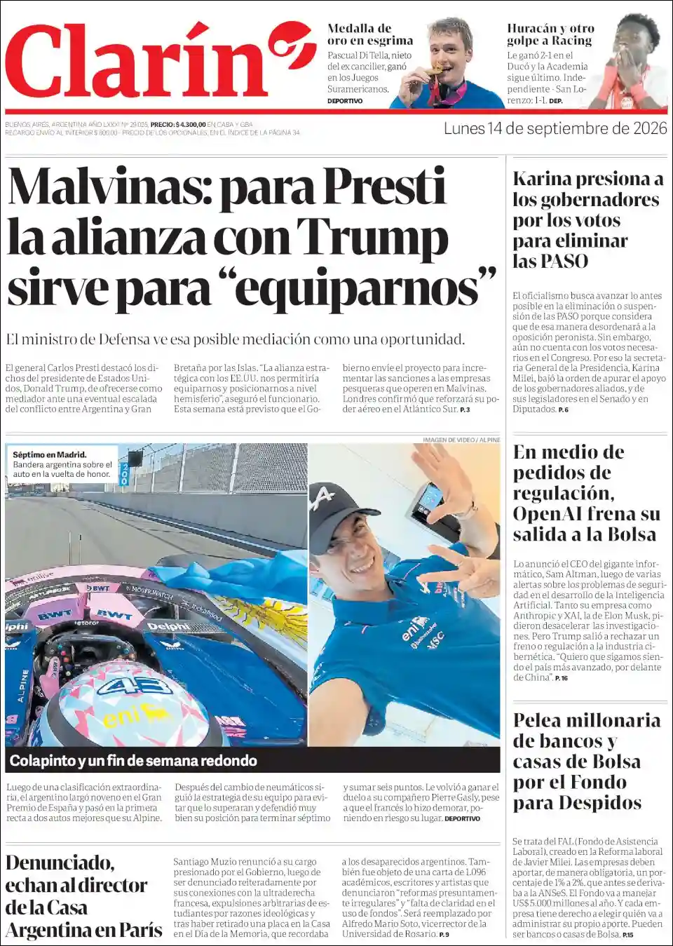 Estudios Max | RADIO ESPERANZA DIGITAL - Tapa del diario Clarin