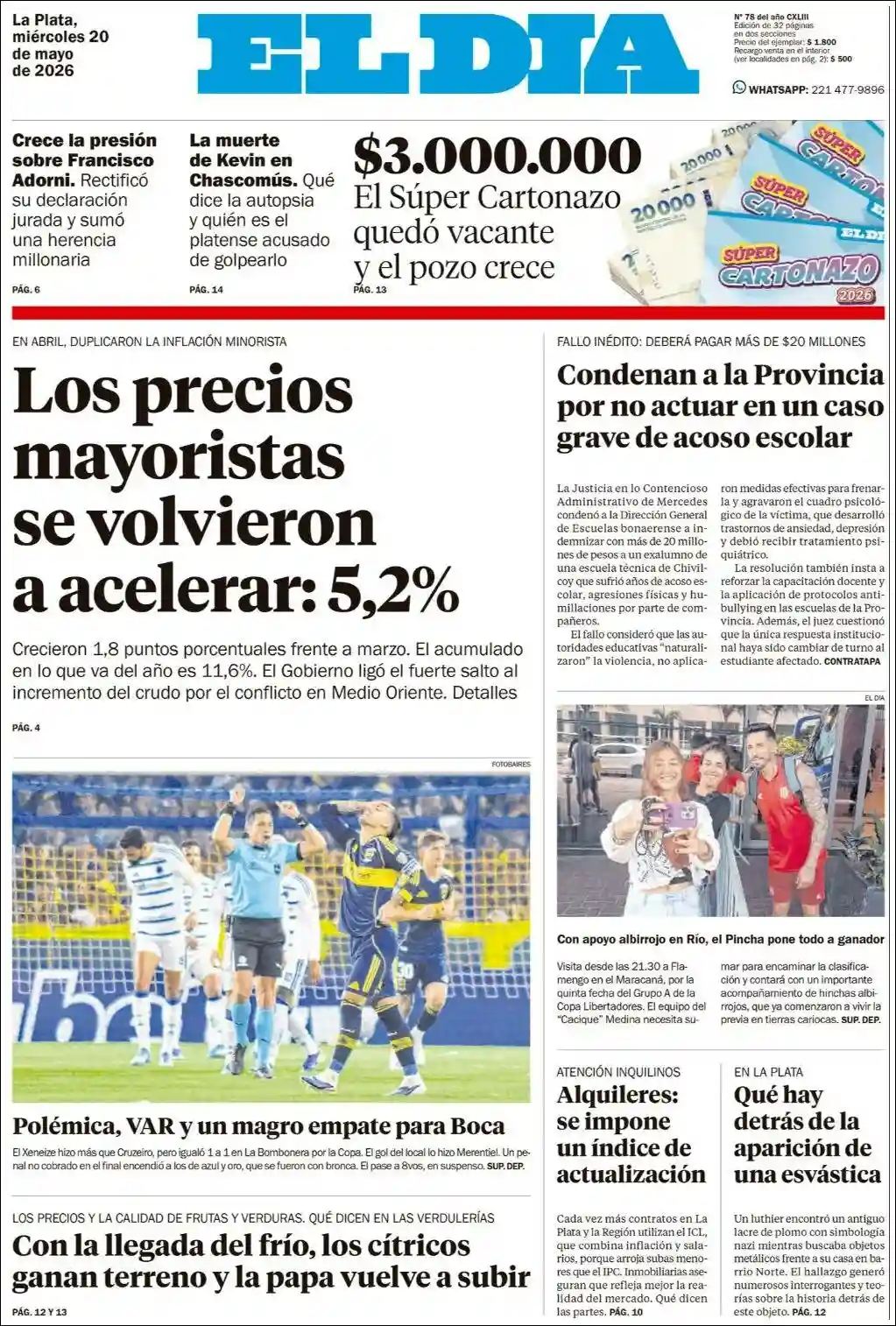 Estudios Max | RADIO ESPERANZA DIGITAL - Tapa del diario El Dia