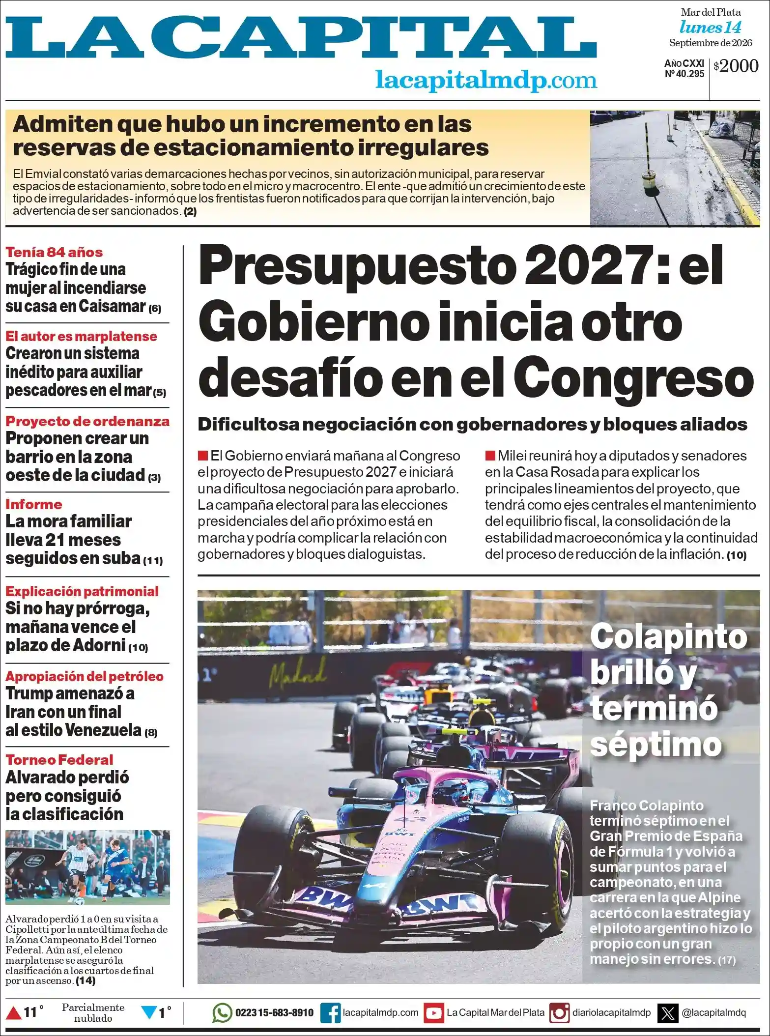 Estudios Max | RADIO ESPERANZA DIGITAL - Tapa del diario La Capital