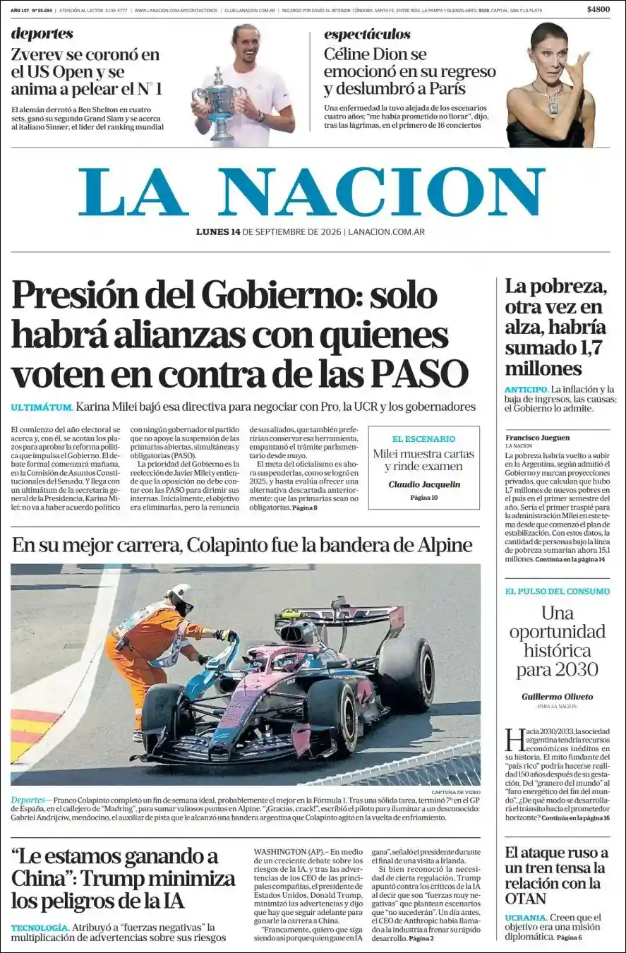 Estudios Max | RADIO ESPERANZA DIGITAL - Tapa del diario Nacion