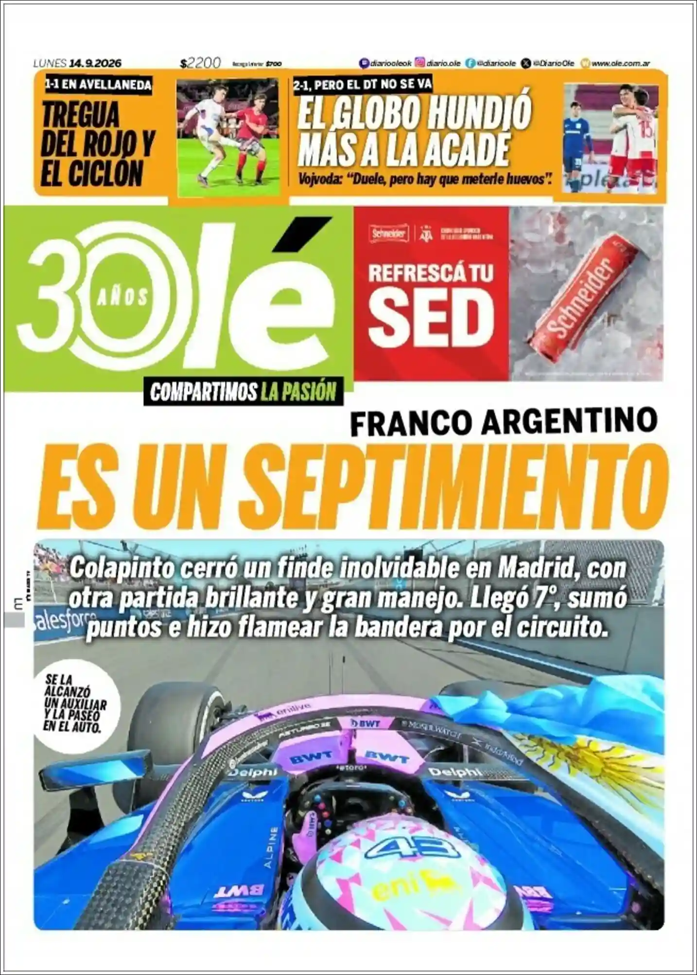 Estudios Max | RADIO ESPERANZA DIGITAL - Tapa del diario Ole